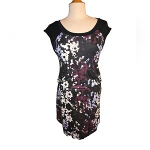 Threads 4 Thought NWT Floral Black and Purple Dress, Lined, Elastic Waist